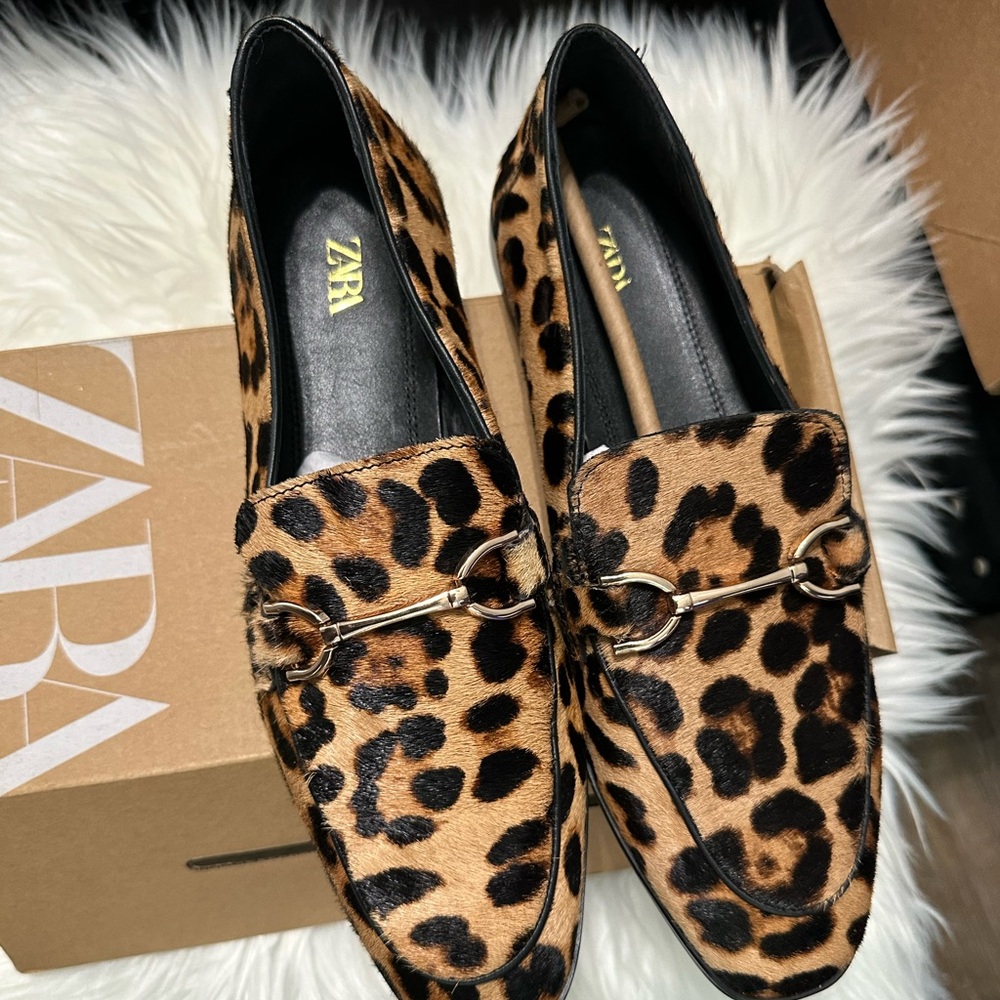 Zara leopard loafer